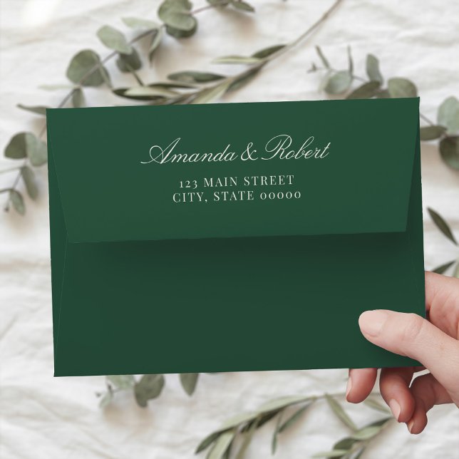 Elegant Green Classy Wedding Return Address Envelope (Creator Uploaded)