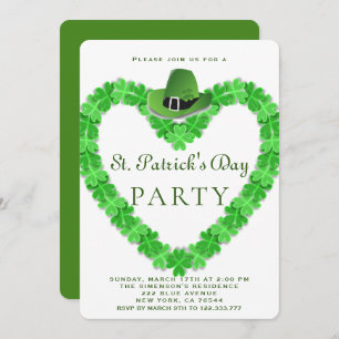 Elegant Green Clover Hat St.Patrick Party Invitation