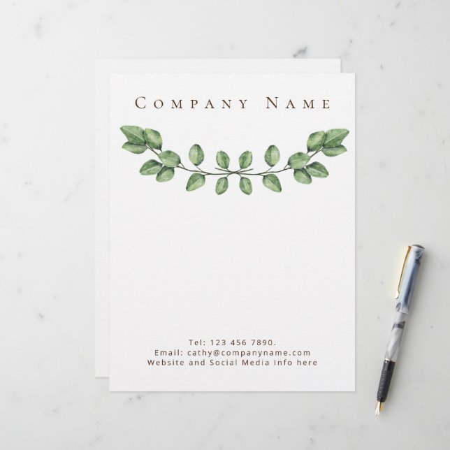 Elegant Green Company Details Letterhead (Front/Back In Situ)