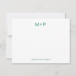 Elegant Green Contemporary Couple Monogram Card