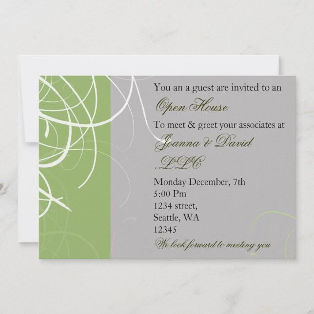 elegant green Corporate party Invitation (Front)