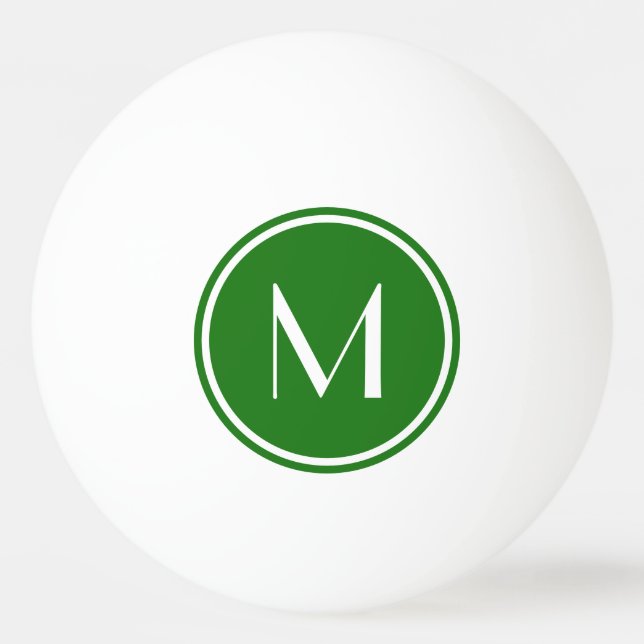 Elegant Green Custom Monogram Ping Pong Ball (Front)