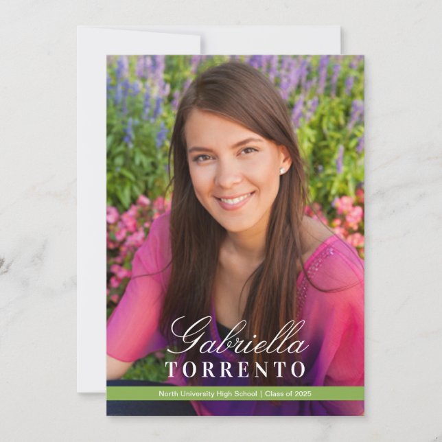 Elegant Green Custom Photo Graduation Party Invitation (Front)