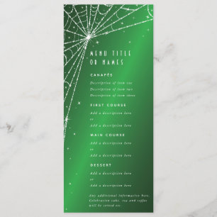 Elegant Green Diamond Spider Web Flat 4 Course Menu