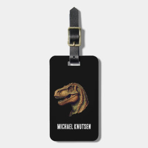 Elegant Green Dinosaur T-Rex Tyrannosaurus travel Luggage Tag