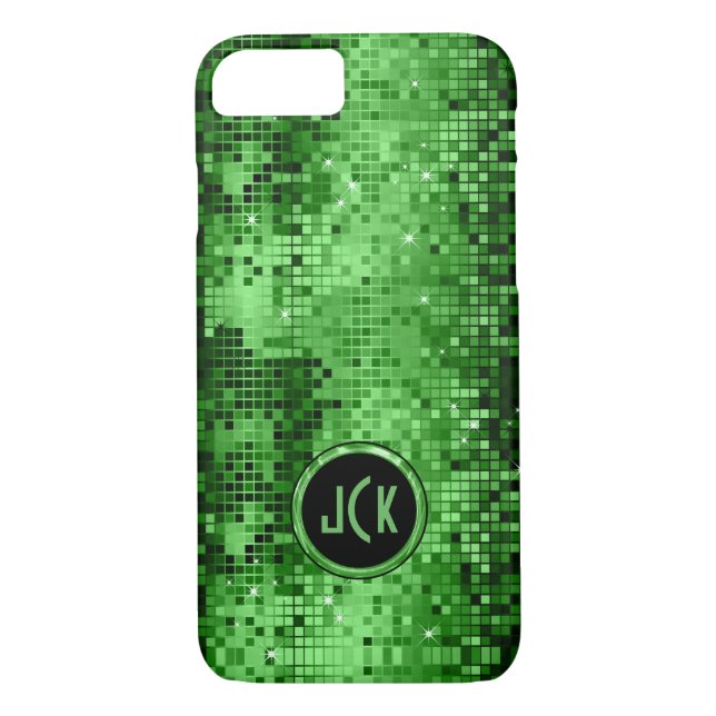 Elegant Green Disco Ball Glitter & Sparkles Case-Mate iPhone Case (Back)