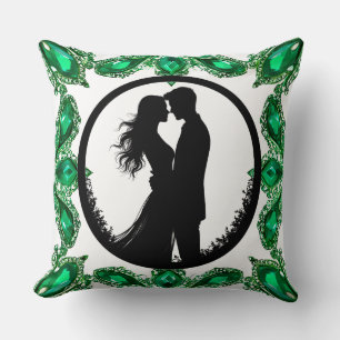 Elegant Green Emerald Gemstone Frame Cushion