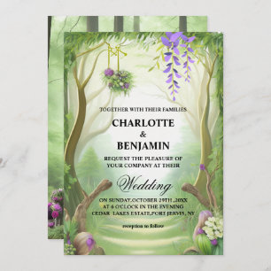 Elegant Green Enchanted Forest Wedding Invitation