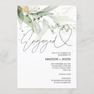 Elegant Green Eucalyptus Engagement Wedding Party Invitation