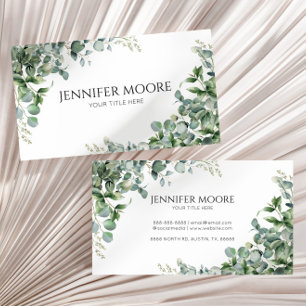 Elegant Green Eucalyptus Plant Leaves Business Card
