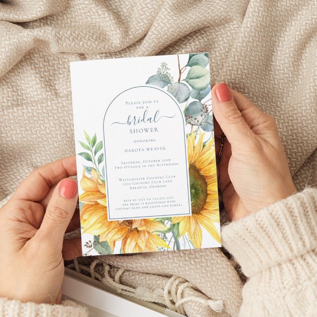 Elegant Green Eucalyptus Sunflower Bridal Shower  Invitation (Creator Uploaded)