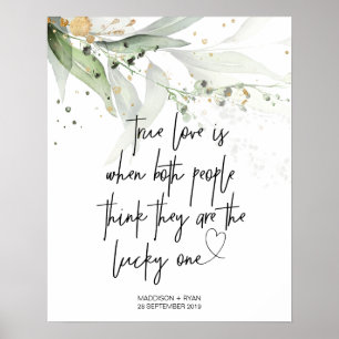 Elegant Green Eucalyptus Wedding True Love Welcome Poster