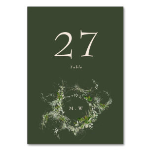 Elegant Green Eucalyptus Wreath Monogram Wedding Table Number