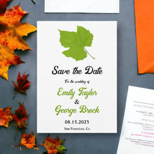 Elegant Green Fall Leaves Autumn Floral Wedding Save The Date