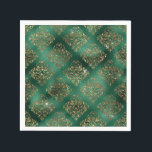Elegant Green & Faux Gold  Vintage Christmas  Napkin<br><div class="desc">Elegant green and faux gold pattern were used to create this perfect design for your holiday table.  Coordinating paper plates available.  Simply lovely.</div>