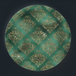 Elegant Green & Faux Gold  Vintage Christmas  Paper Plate<br><div class="desc">Elegant green and faux gold pattern were used to create this perfect design for your holiday table.  Coordinating paper napkins are available.  Simply lovely.</div>