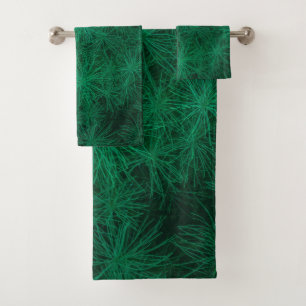 Elegant Green Fern Background Towel Set
