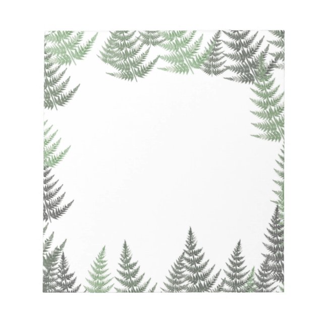Elegant Green Fern Floral Pattern Notepad (Front)
