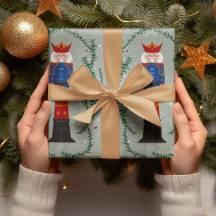 Elegant Green Festive Merry Christmas Nutcracker Wrapping Paper