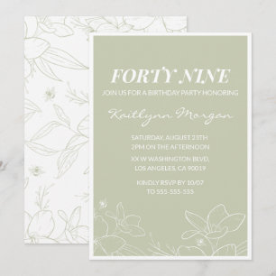 Elegant Green Floral 49th birthday invitations  