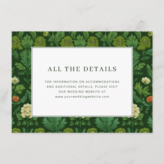 Elegant Green Floral Botanical Enclosure Card (Front)