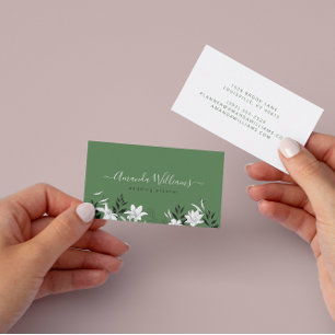 Elegant Green Floral Design Business Card