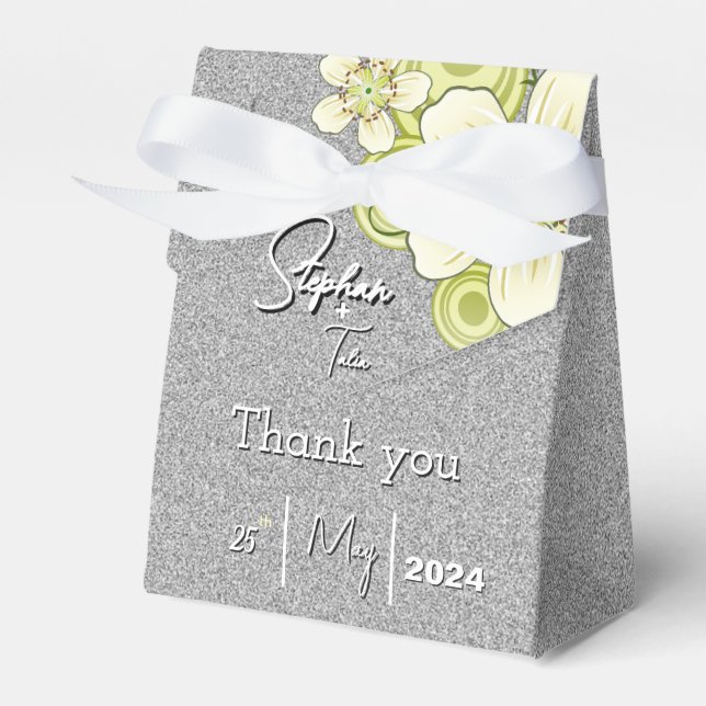 Elegant Green Floral  Favour Box (Front Side)