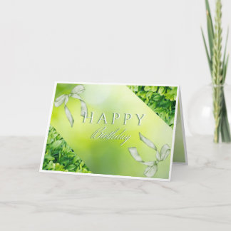 Elegant Green Floral Happy Birthday Card