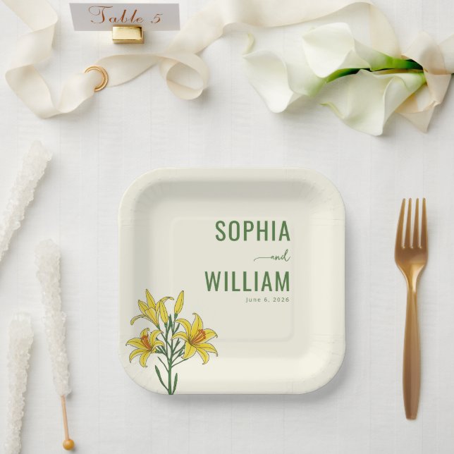 Elegant Green Floral Paper Plate (Wedding)