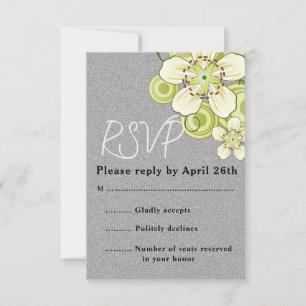 Elegant Green Floral  RSVP Card