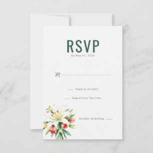 Elegant Green Floral RSVP Card