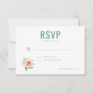 Elegant Green Floral RSVP Card