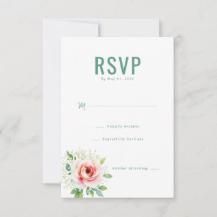 Elegant Green Floral RSVP Card