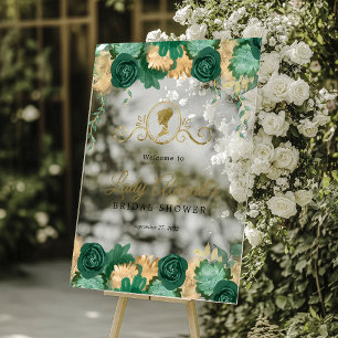 Elegant Green Floral Victorian Bridal Shower Acrylic Sign