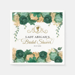 Elegant Green Floral Victorian Bridal Shower Napkin
