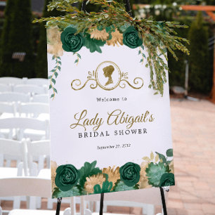 Elegant Green Floral Victorian Bridal Shower Poster
