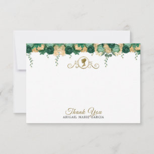 Elegant Green Floral Victorian Bridal Shower Thank You Card