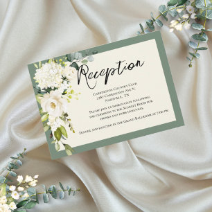 Elegant Green Floral Watercolor Reception Card
