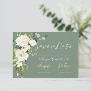 Elegant Green Floral Watercolor Save the Date