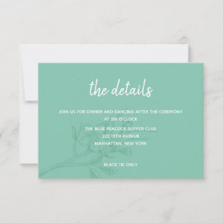 Elegant Green Floral Wedding Details Card