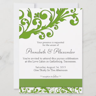 Elegant Green Floral Wedding Invitation