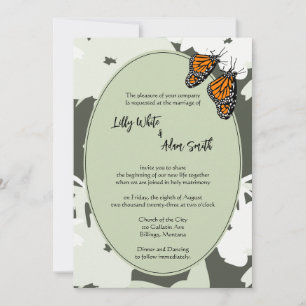 Elegant Green Floral Wedding Invitation