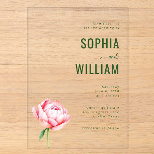 Elegant Green Floral Wedding Invitation