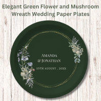 Elegant Green Flower and Mushroom Wreath Wedding