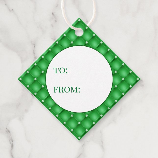 Elegant Green Foil Favour Tags (Front)