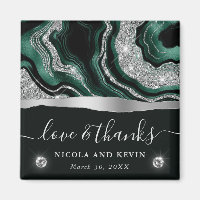 Elegant Green Foil & Silver Glitter Agate Wedding