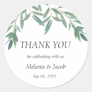 Elegant Green Foliage Classic Round Sticker
