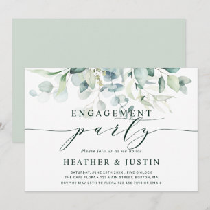 Elegant Green Foliage Engagement Party Invitation