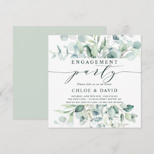 Elegant Green Foliage Engagement Party Square Invitation