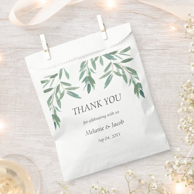 Elegant Green Foliage  Favour Bags (Clipped)